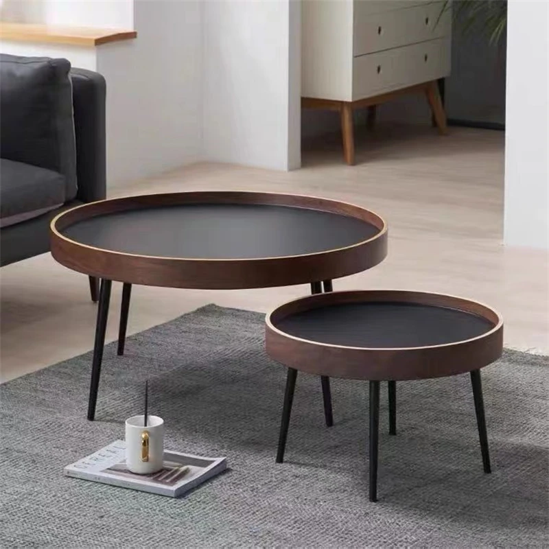 Nordic Italian Small Round Table Modern Minimalist Living Room Balcony Bedroom Simple Assembled Small Coffee Table Drop Shipping