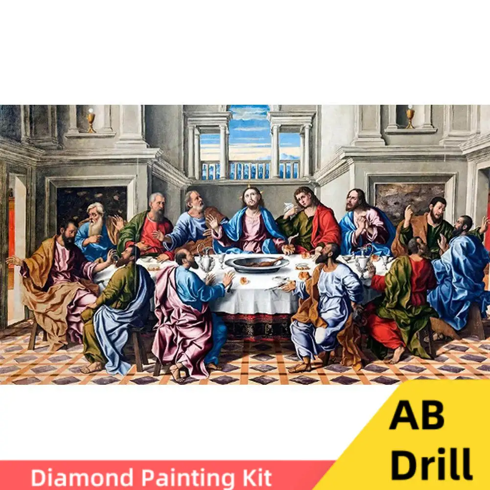 

AB Drill 5D Diamond Painting The Last Supper Christian Mural DIY Embroidery Mosaic Rhinestone Picture Holy Week Christmas Gift