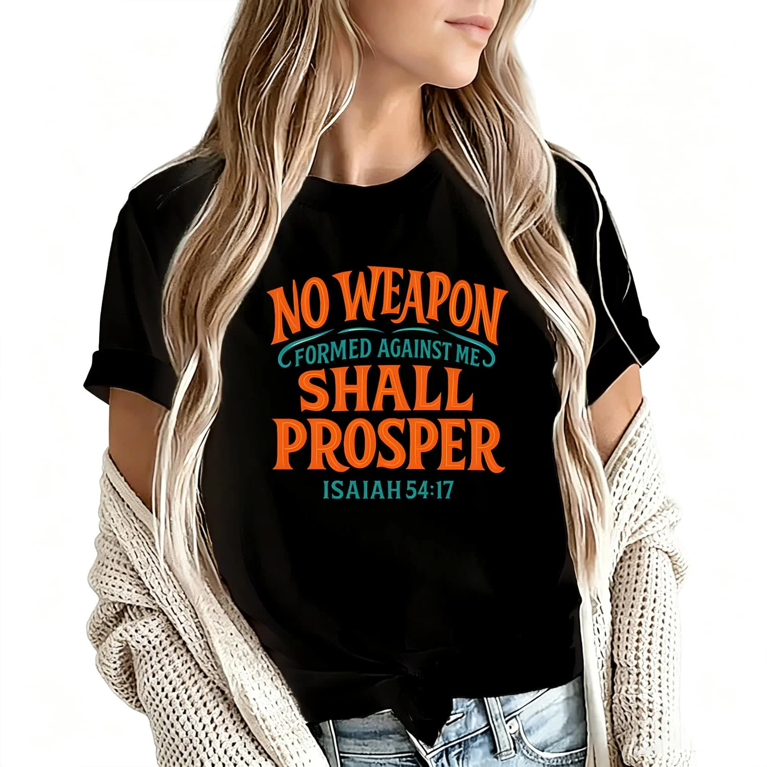 No Formed Against Us - Isaiah 5417 Women's T-Shirt 100% Cotton Funny Graphic Short Sleeve Tee Novelty Shirt Casual Crew Neck Top S-5Xl