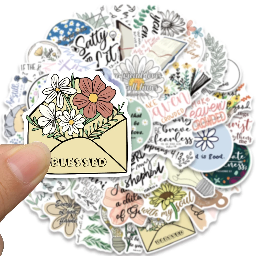 10/30/50pcs Jesus Phrase Cartoon Stickers Bible Religion Inspirational Quote Sticker Luggage Water Bottle Phone Decals Wholesale