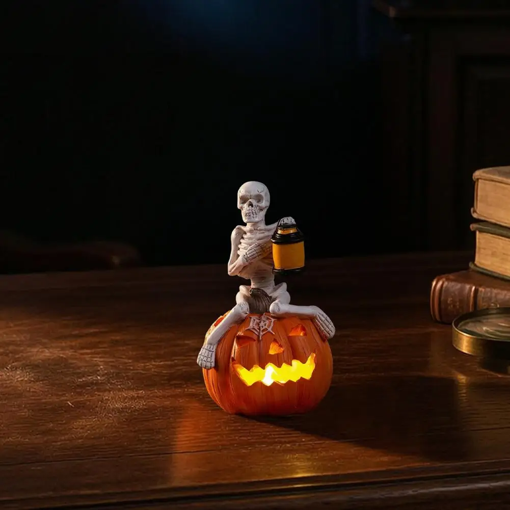 Nighttime Halloween Decoration LED Light-Up Decorative Pumpkin Lantern, Spooky Holiday Decoration for Ghost Festivals