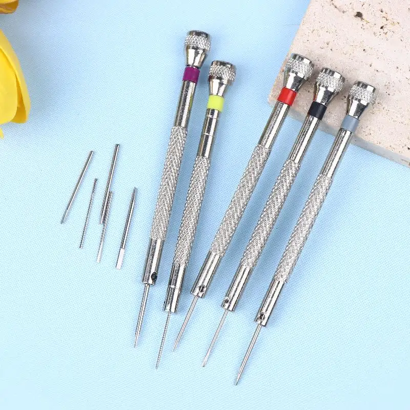 5Pcs/pack 0.8-1.6mm Screwdriver For Watch Repairing Portable Watch Tools Band Removal With Mini Link Pins Watchmaker Tools