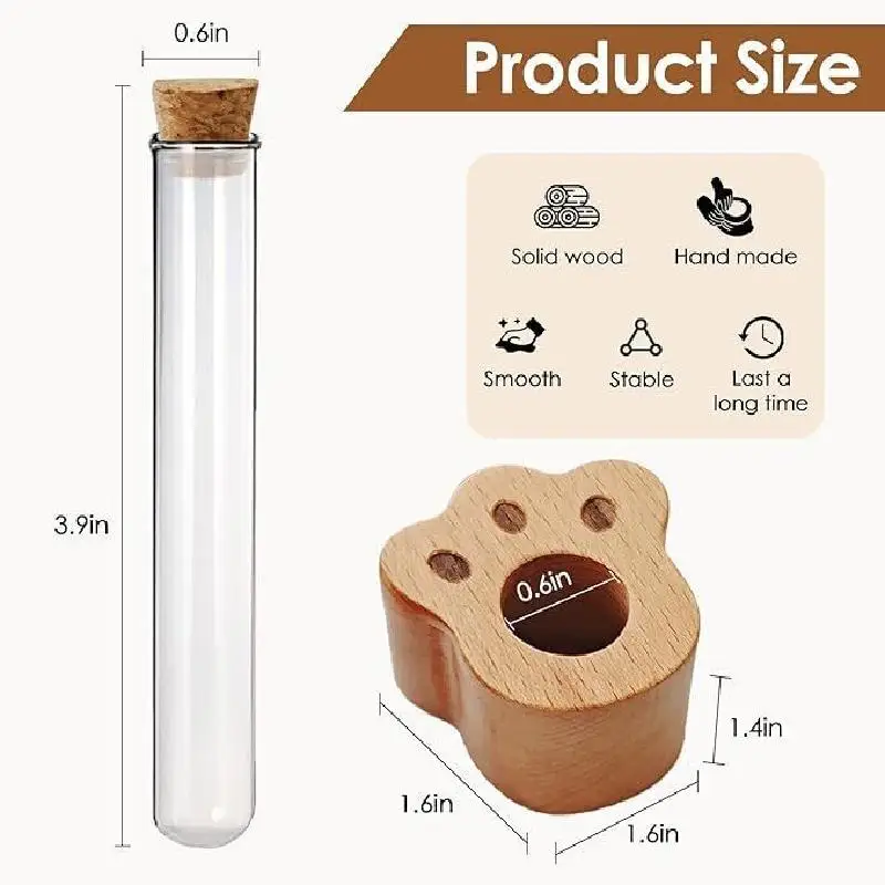 Dropshipping Wooden Pet Hair Memorial Box Whisker Test Tube Base Collectibles Dog & Cat Whisker Collector Gift for Loved Ones