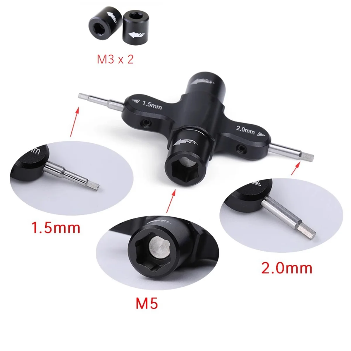 A06K M3 M5 Wrench Schroef Moer 1.5 2.0mm Hexagon Schroevendraaier Quick Release Propeller Motor Prop Tool voor RC Quadcopter FPV Drone