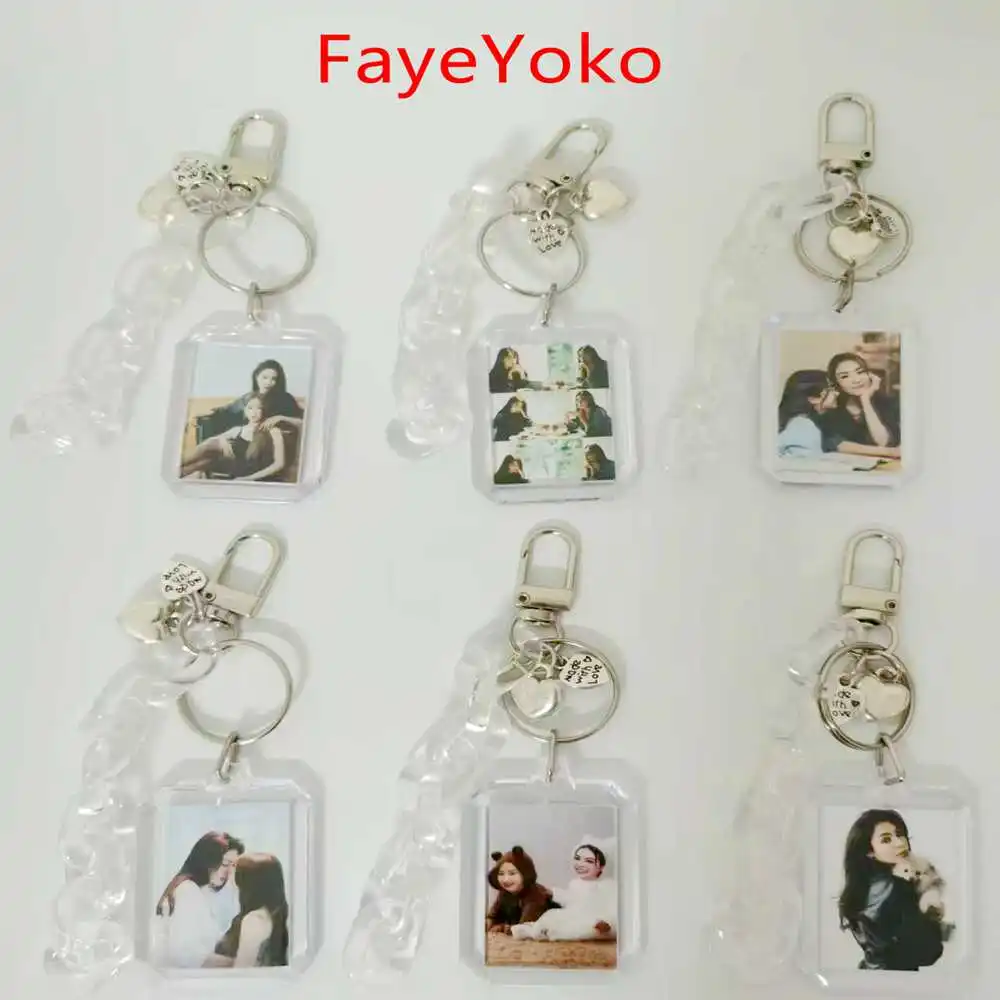 Amor relleno en blanco FayeYoko mismo llavero ID marco de fotos mochila colgante, acrílico transparente 1 pulgada Faye Malisorn Yoko Apasra