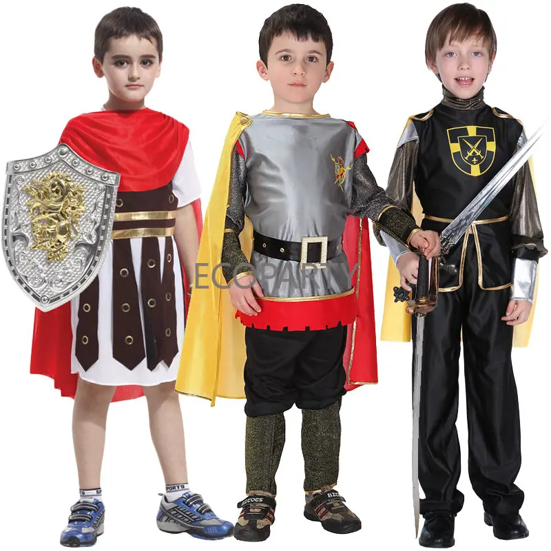 Halloween Boys Royal Samurai Knights Clothing Soldiers Children Middle Ages Ancient Roman Samurai Cape Carnival Party No Weapons