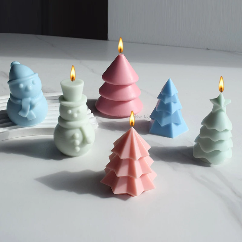 

Christmas Tree Scented Candle Silicone Mold DIY Snowman Candle Making Plaster Mold Hand Soap Resin Mould Home Decoration