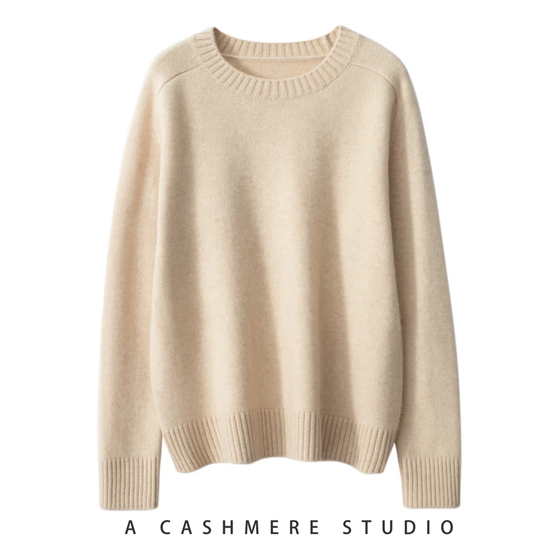 Hot Sale 2023 Autumn Winter New 100% Cashmere Sweater O-Neck Women\'s Thicken Warm Pullover Female Loose Knit Jumper Lady Tops