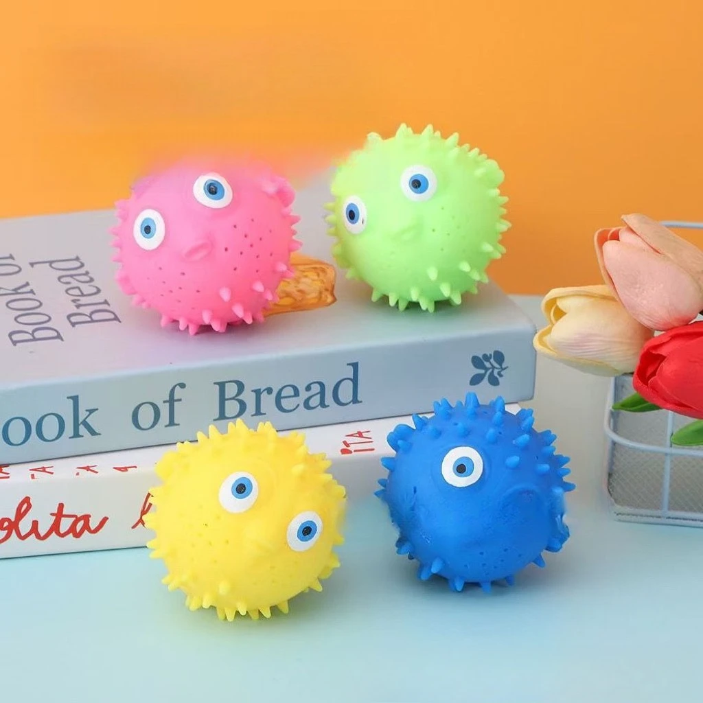 

Popular Children's Water Toy Water Play Octopus Pinch Music Absorbent Puffer Fish Soft Glue Bath Toy