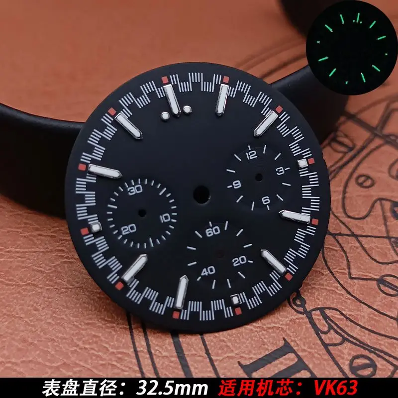 

Аксессуары для циферблата часов: светящееся окошко календаря 32,5 мм, подходит для механизма VK63, запасные части для замены циферблата часов.