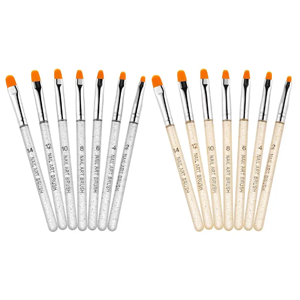 7 stks/set Gel Nail Art Brush Pen Acryl Platte Ronde Valse Tips Builder voor