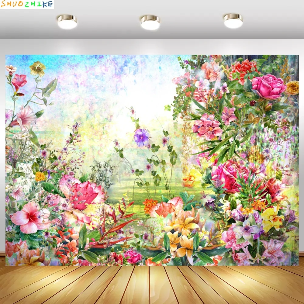 Весенние фоны Цветущие цветы Трава Виноградная лоза Парк Сад Живописные фотографии Фоны Фотосессия Фотостудия