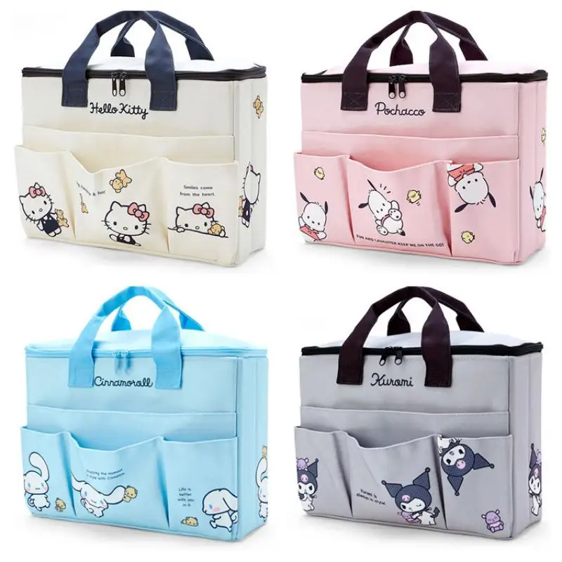 Kawaii Handbag Sanrio Hellokittys Mymelody Kuromi Cinnamoroll Cute Anime Printing Tote Bag Large Capacity Portable Storage Bag