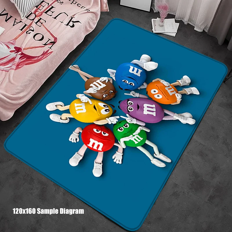 Kawaii Rug Living Room Carpet M&M Candy Snack Rugs Foot Carpets Entrance Doormat Floor Mats Anti Slip Mat Home Kitchen Hallway