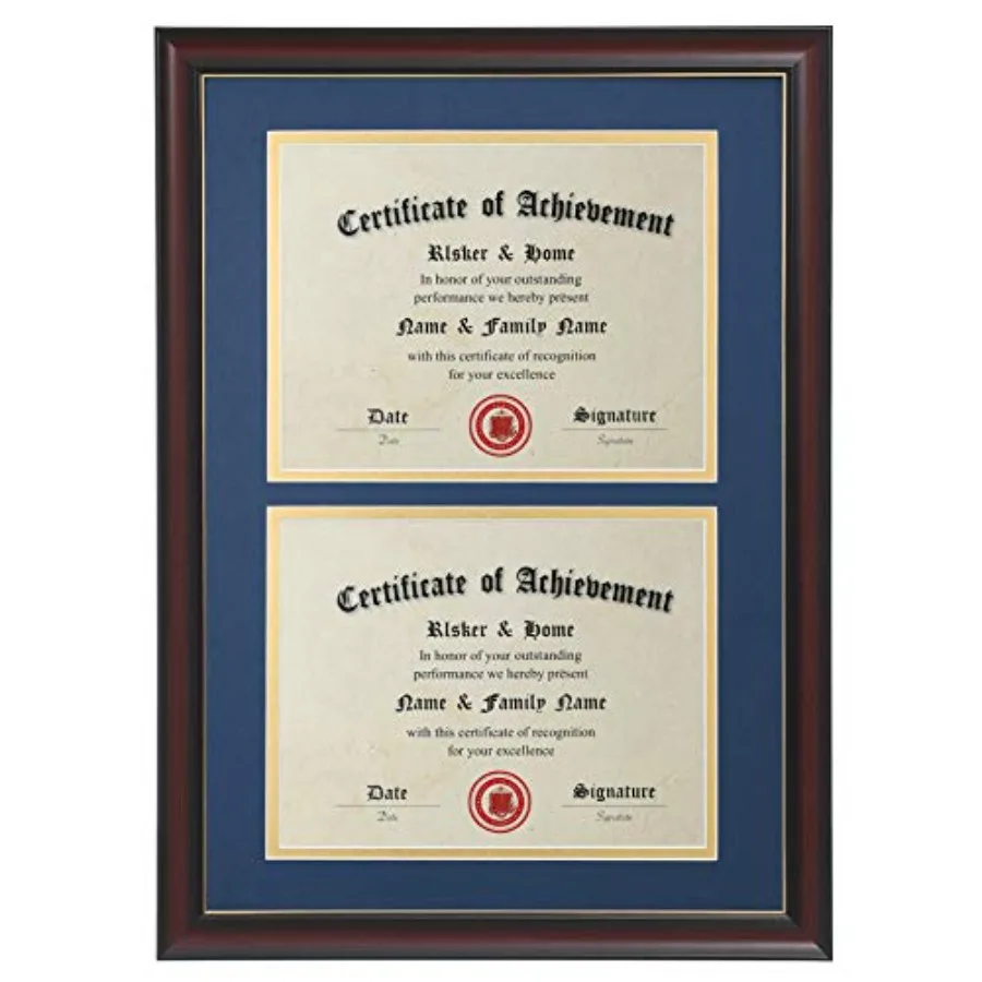 

Certificate -Cherry Wood Color Golden Rim- 2.0 mm Panels-Made for Documentand For TWO Inch and 14x20 Inch out Navy Golden Rim