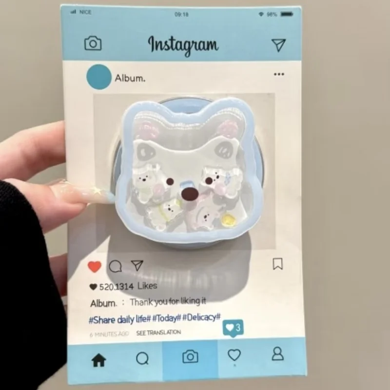 

Kroean Cute Cartoon Puppy Shake For Magsafe Griptok Holder Phone Finger Ring Stand Support For iPhone 16 Samsung Girl Bracket