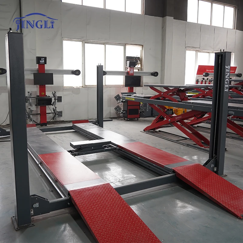 Four-Post Car Lift 4000kg Hydraulic Car Repair Machine Double Cylinder For Vehicle Lifting
