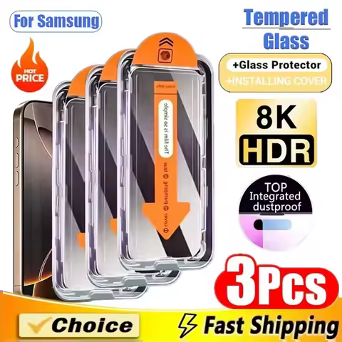 3Pcs Tempered Glass Easy Kit For Samsung Galaxy S25 Ultra S24 FE S22 S23 A55 A54 A36 A56 A35 A52 A25 A16 A26 Screen Protector