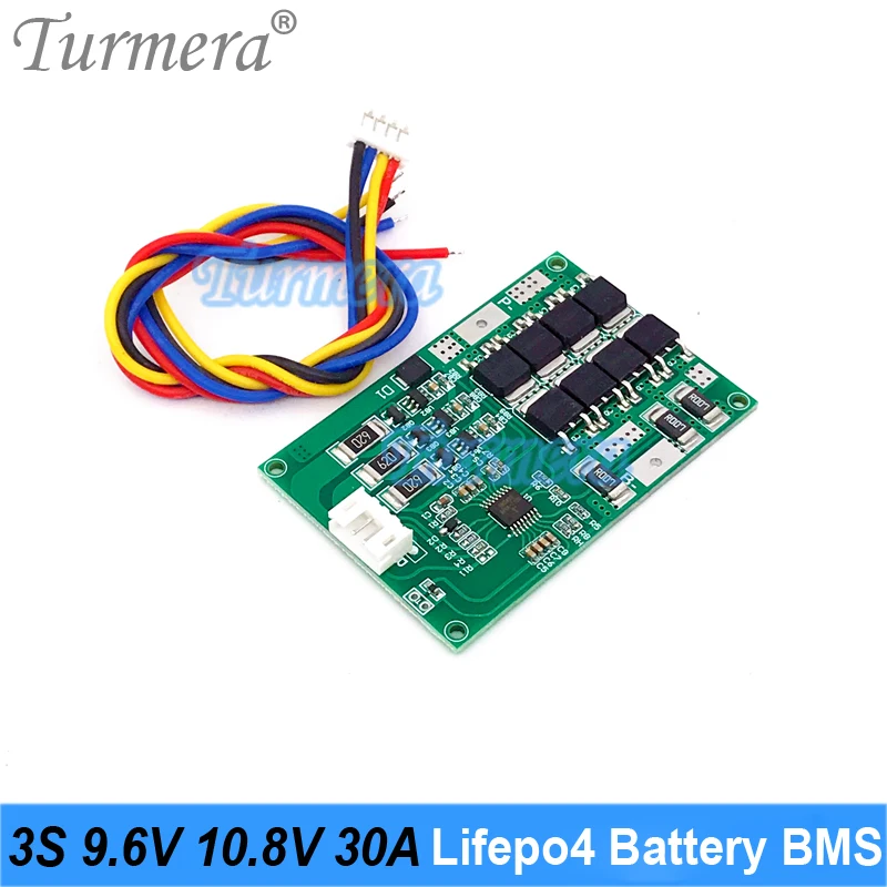 Turmera 3S 9.6V 10.8V 30A Lifepo4 Batterij Bms Balans Beschermen Board Gebruik In 18650 32650 32700 33140 lithium-ijzerfosfaat Mobiele