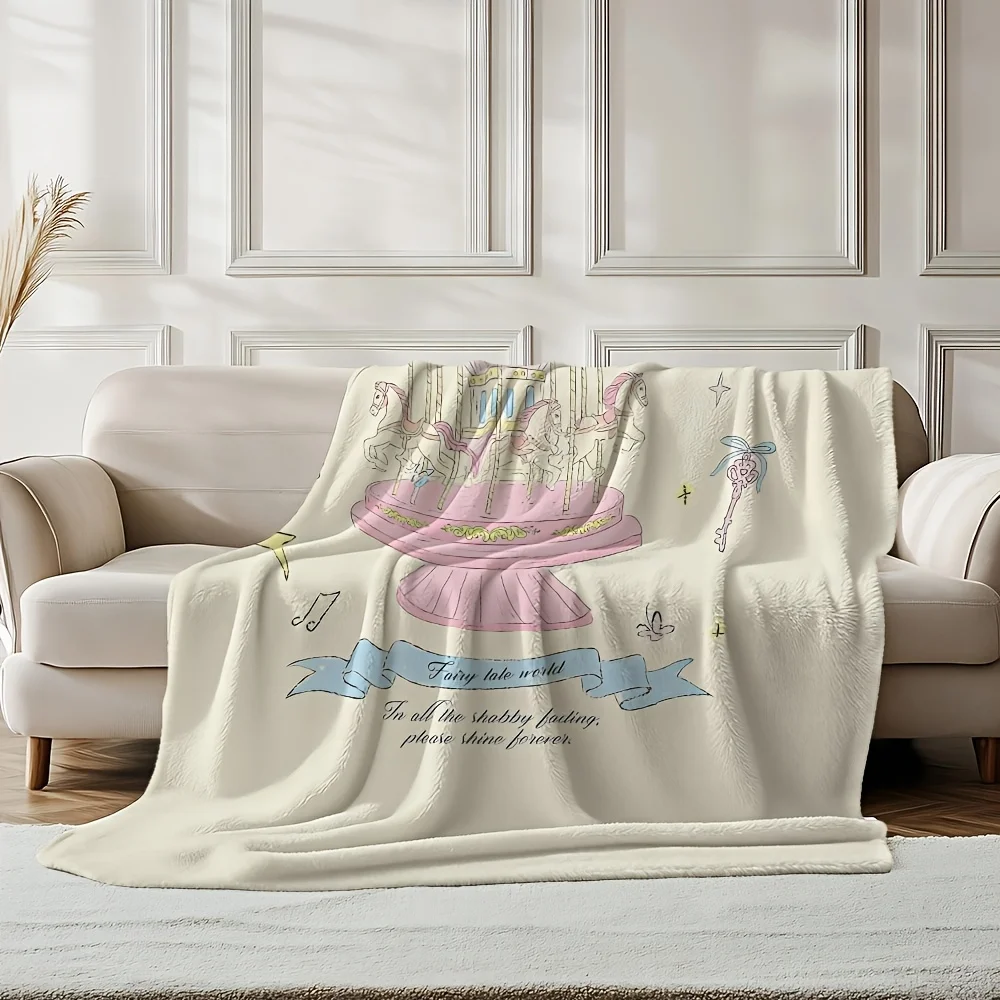Cozy Flannel Throw Blanket Fairy Tale Nursery Decor Dreamy Aesthetic Boys Girls Room Throw Blanket Gift Cute Cotton Indoor Plaid