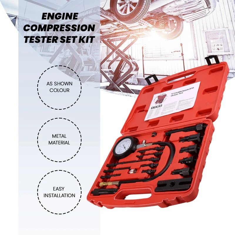 

TU-15B Pressure Gauge Engine Compression Tester Set Kit Cylinder Test Gauge