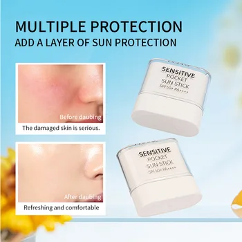 Mini Pocket Sunscreen Stick - English Version SPF50+, 3-in-1 (Isolation, UV Protection,…