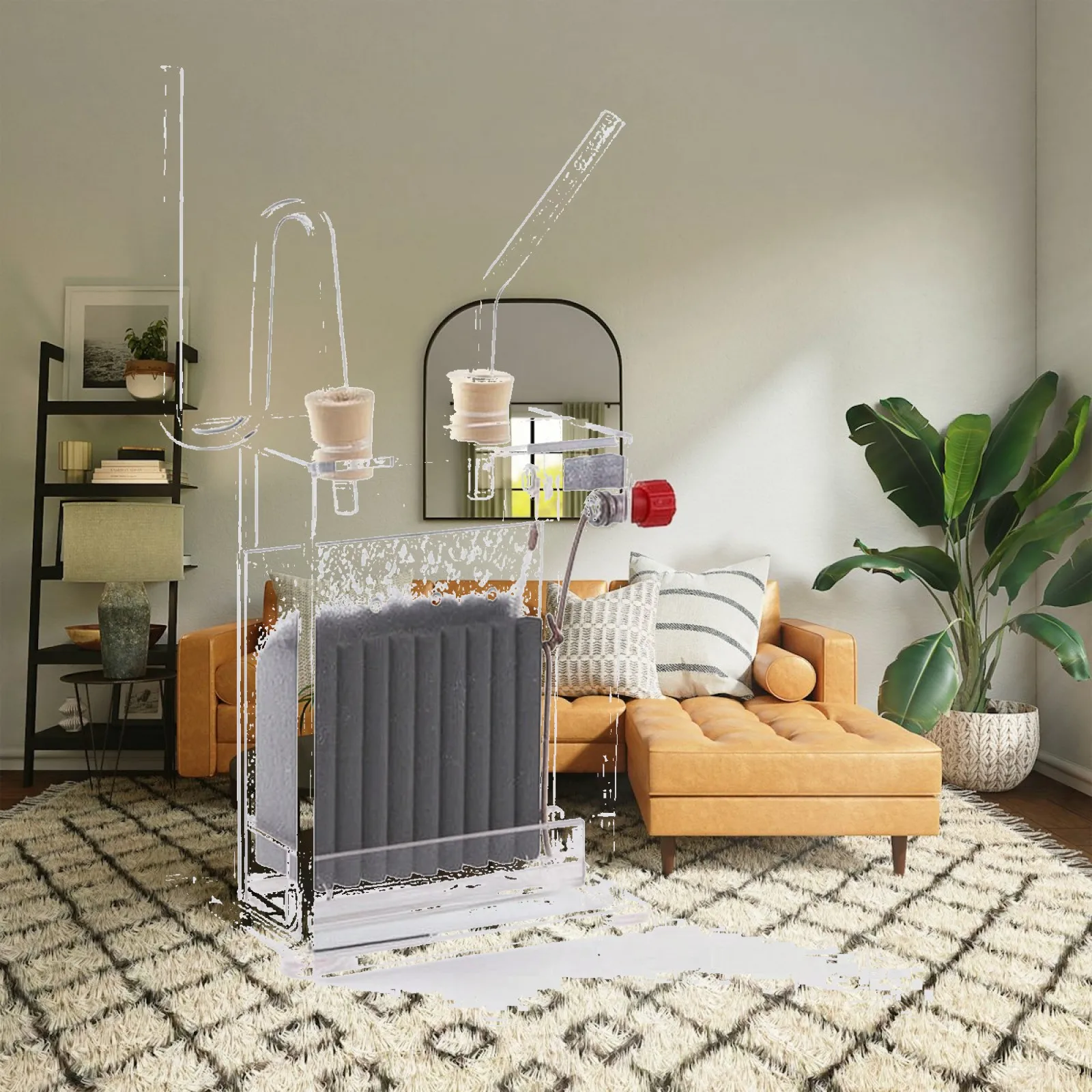 Diaphragm Electrolysis Tank Rectangular Electrolysis Apparatus with Gas Collection Tubes Compact for Teachers