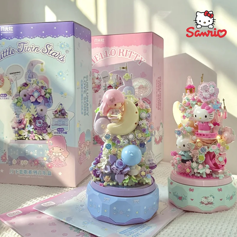 Sanrio Hello Kitty Little Twin Star Sassemble By Yourself Музыкальная шкатулка Рождественский маленький ночник Подарок Настольное украшение Подарок