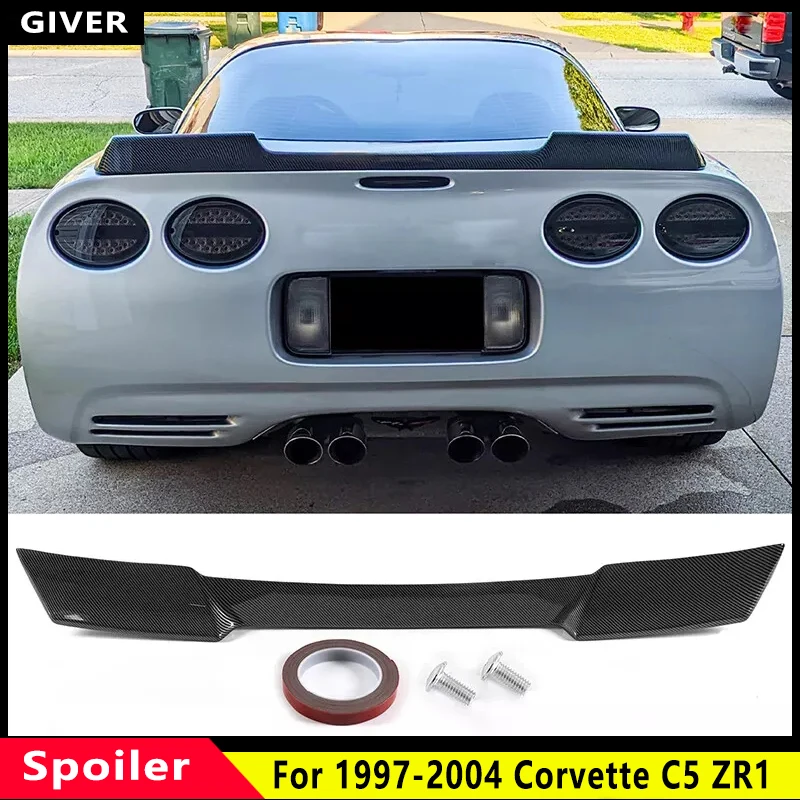 

For 1997-2004 Corvette C5 ZR1 Carbon Look Rear Trunk Wing Spoiler Carbon fiber pattern and Bright black car Sports Accessories