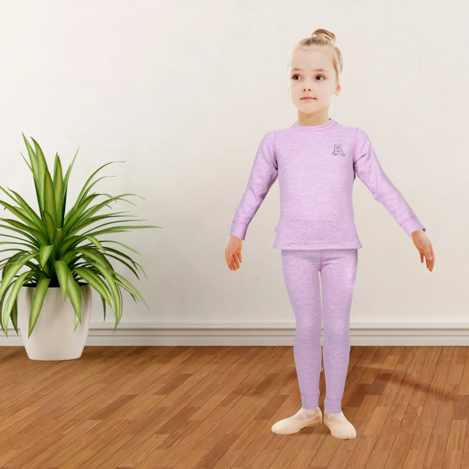 1Set Kids Thermal Underwear Solid Color Long Sleeve Warm Sleepwear Winter Pajama Girls Thermal Pajama Set Kids Nightwear