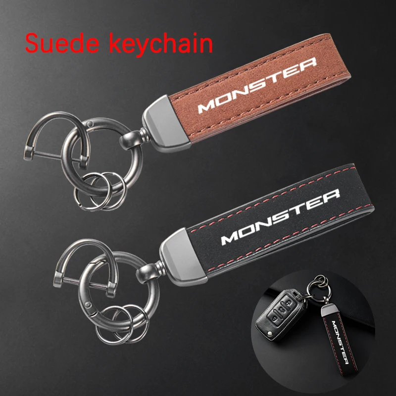 High-Grade Leather Suede Keychain Motorcycle Keyring For Ducati MONSTER 695 696 795 796 797 821 1200 1200S 1100/S EVO