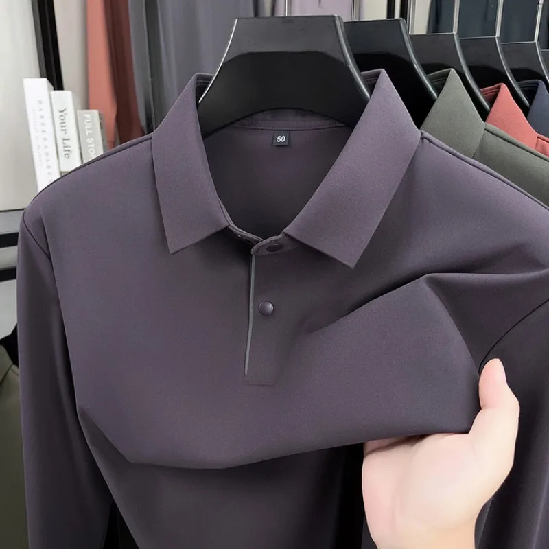 Men's Premium Polo Shirt – Soft Brushed Cotton Blend, Color-Blocked Placket, 4-Way Stretch, Anti-Pilling, No Iron