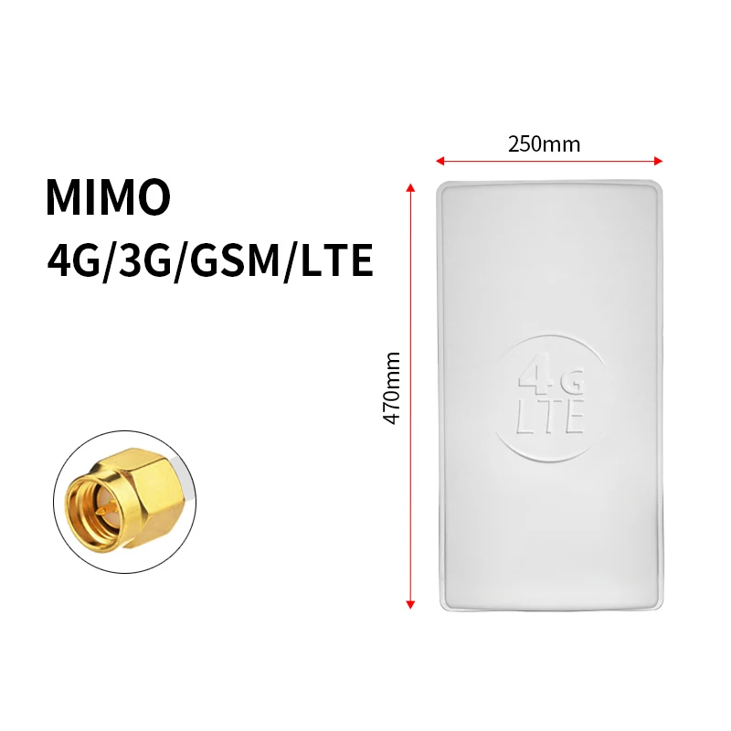 

4G 3G GSM GPRS MIMO High Gain 24dBi LTE Outdoor Waterproof Signal Enhancement Amplification Directional Flat Antenna