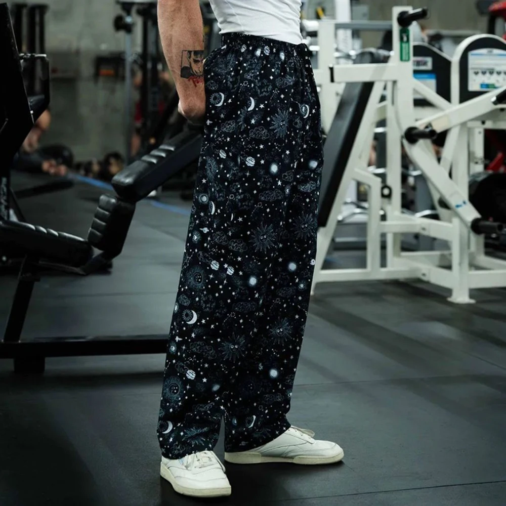 

Mens Casual Fitness Polyester Fiber Pants Genderless 2024 Summer New Fashionable Breathable Sports Thin Retro Loose Pants Unisex