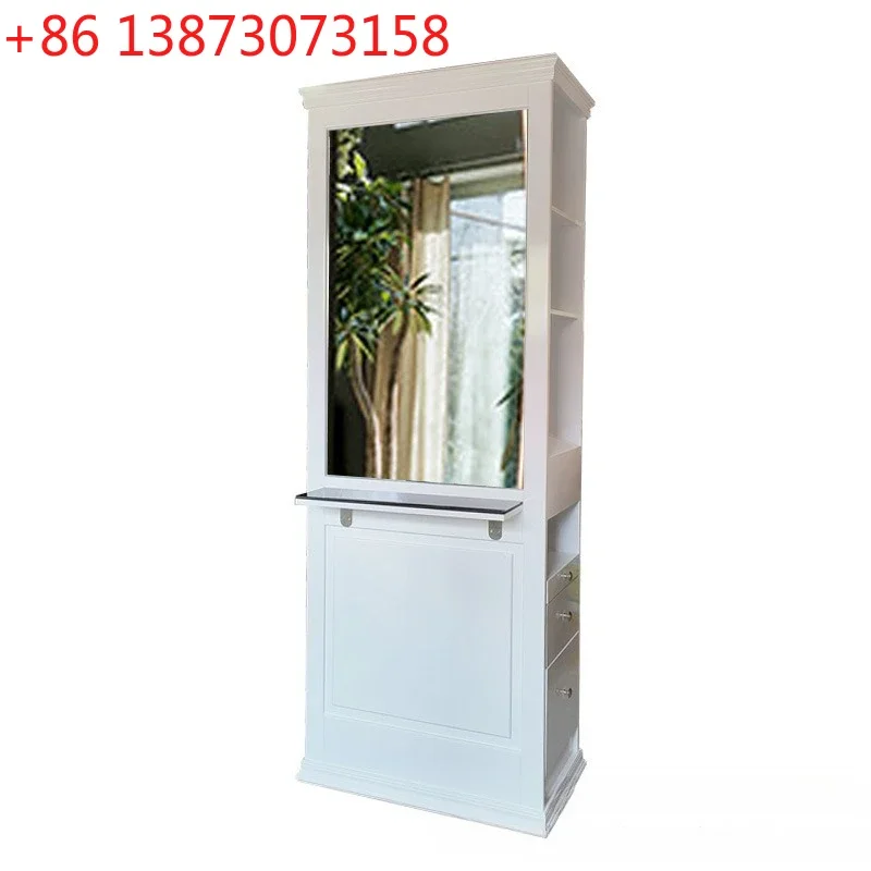 

01-Barber shop mirror table hair salon perm and dye floor hair salon hair cut mirror storage drawer