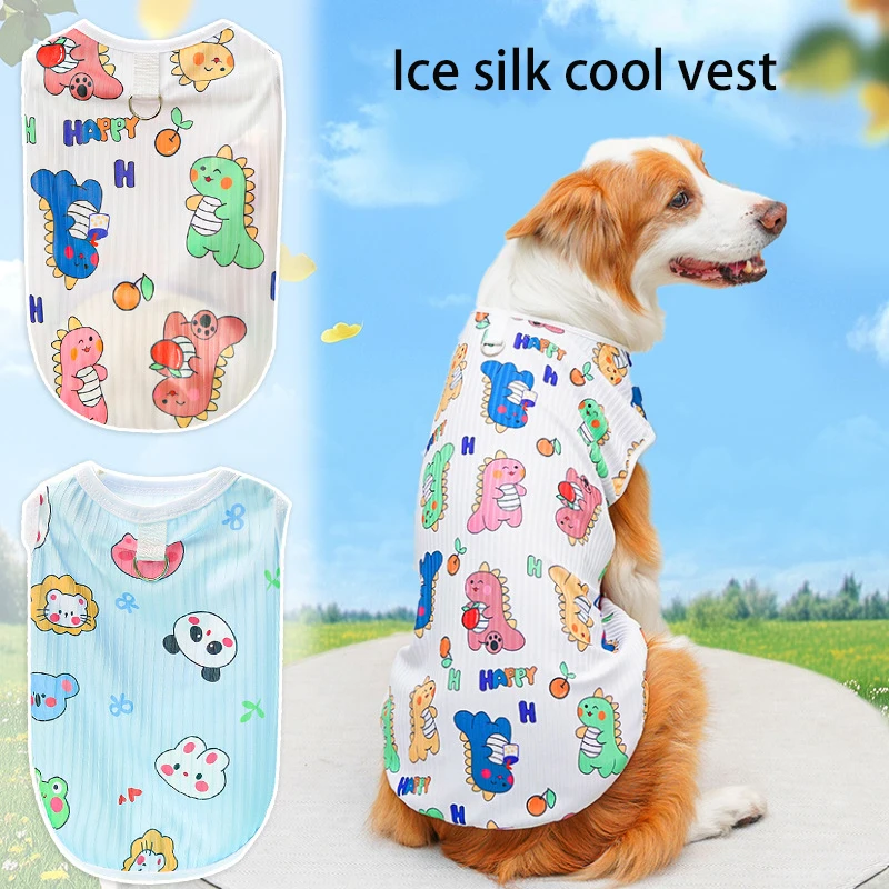 

Print Summer Thin Vest Dog Clothes Ice Silk Cool Vest Big-sized Dog Pet Clothes Breathable XS-6XL Size Sun Protection