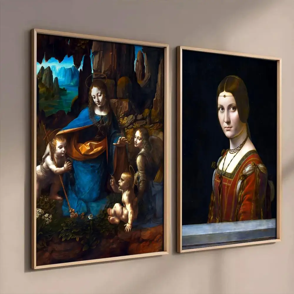 Peinture sur toile de calligraphie Leonardo Mona Lisa Salvator Mundi, décoration murale pour chambre à coucher, décoration intérieure, cadeau