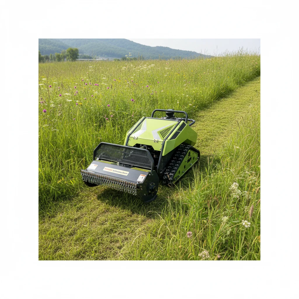 Crawler Remote Control Brush Cutting Machine All Terrain Tracked Lawn Mower for Garden Farm Orchard Grass & Bush Trimming