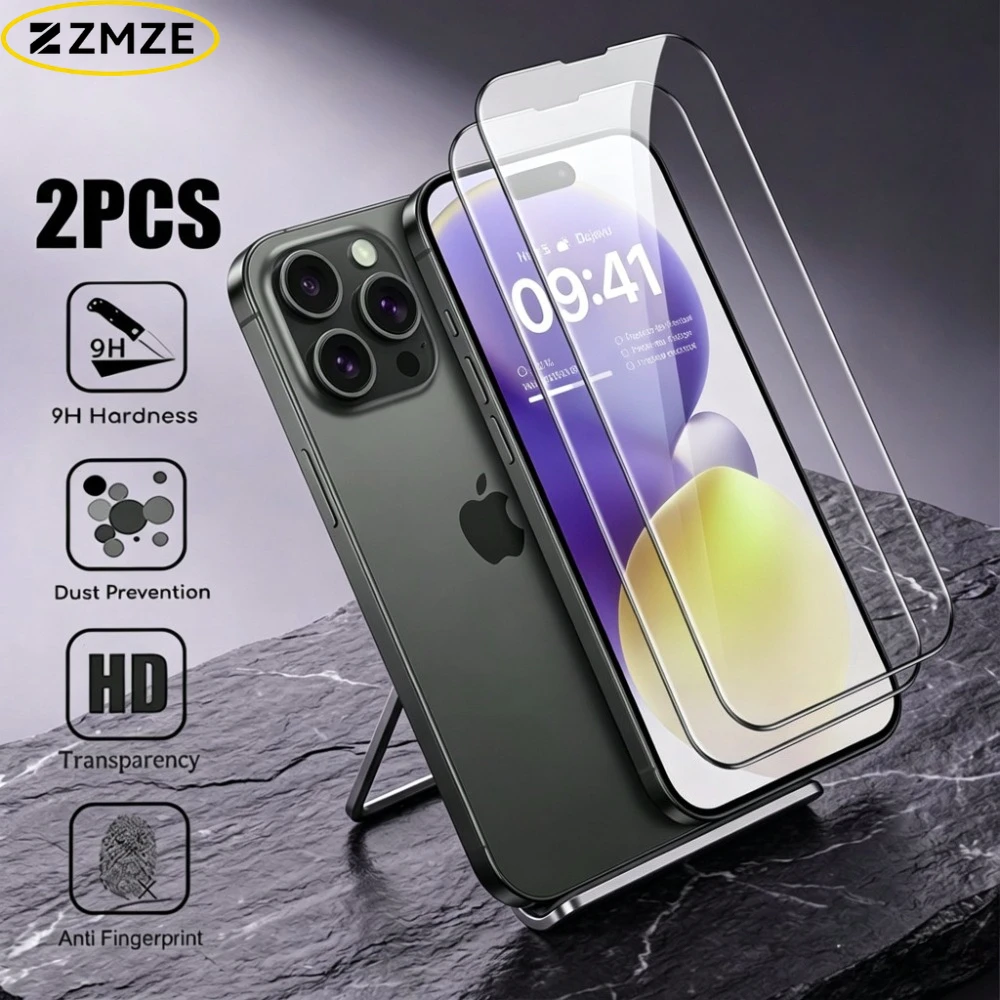 

2 шт. Защитное стекло Full Cover HD для iPhone 17, 16, 15, 14 Pro Max, Air 17e, 16, 15 Plus, 13, 12, 11 Pro, устойчивое к царапинам