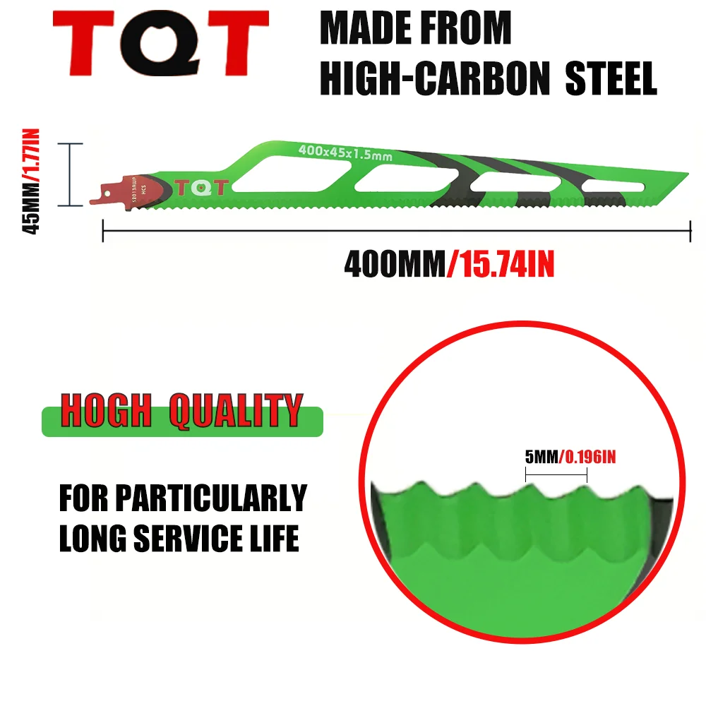 16-Inch 5Tpi Soft Metal Rotary Saw Blade - Hcs Reciprocating Saw Blade, for Cutting Cardboard, Rubber, Carpet, Faux Leather, Foam, Polypropylene - Multi-Purpose Demolition and DIY Tool, 400mm, Saw Blade for Cutting, Mu
