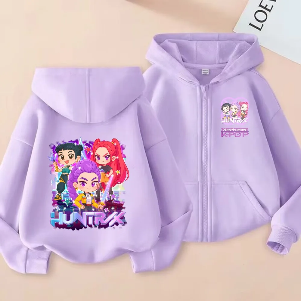 2026 Sweatshirt met rits Kpop Devil Hunter Hoodie Kinderkleding Kindermeisjes Jongens Sweatshirt Rits Hoodie Casual Top
