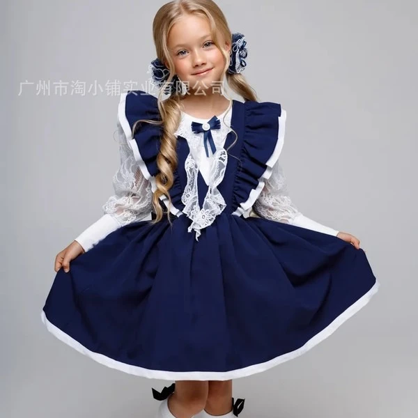 Girls' Suit 2026 Spring and Autumn New Children's Wear Girls' Baby Lace Collar Shirt Flying Sleeve Sundress Two-piece Set