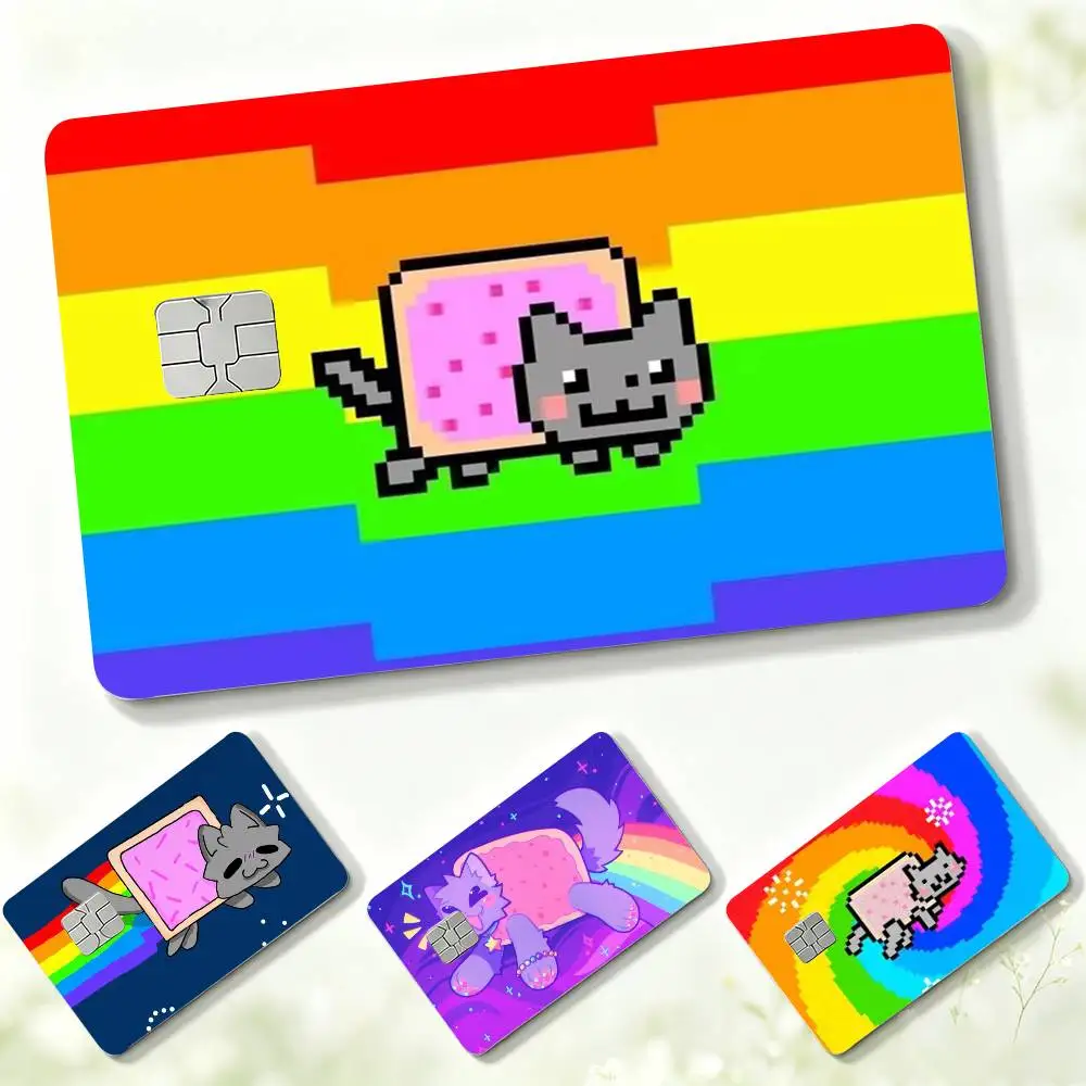 Pixel-Art Cartoon N-Nyan C-Cat  Credit Card HD Stickers Game Card Decal Small Chip Waterproof Sticker Gift
