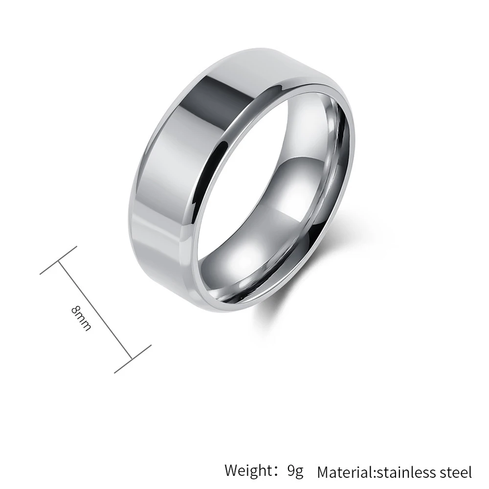 High Polish Smooth Surface Geometric Wedding Rings Simple Stainless Steel Band Ring for Men Women Fashion Waterproof Jewelry