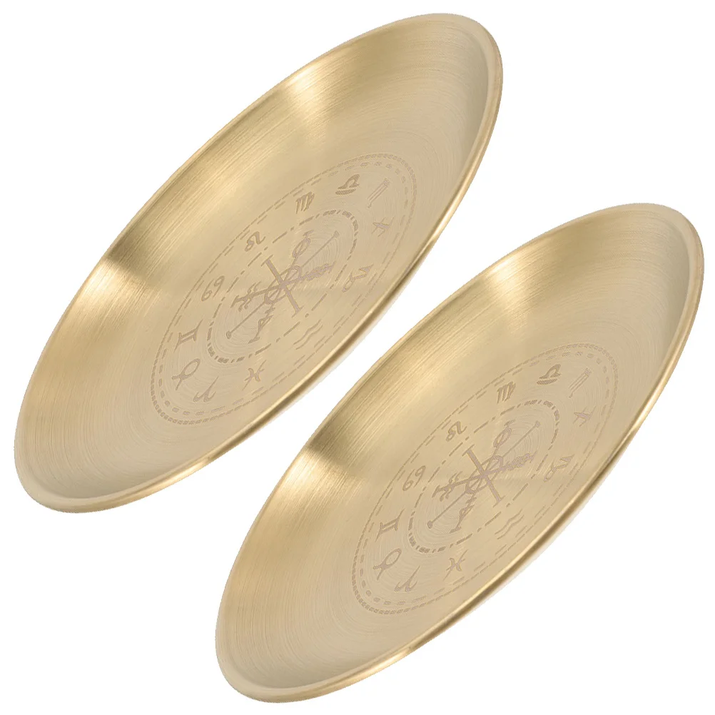 

2Pcs Witch Altar Tray Metal Round Plate for Tarot Ritual Jewelry Ring Holder Display Organizer 14cm Witch Altar Tray