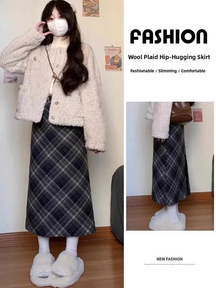 

Юбка трапециевидной формы в клетку в стиле ретро, женская осенне-зимняя юбка больших размеров с высокой талией для школьниц, сексуальная юбка для девочек