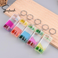 Dynamic Liquid Timers Key Chain Colorful Motion Bubbler Hourglass Keyring Bag Charm Decor