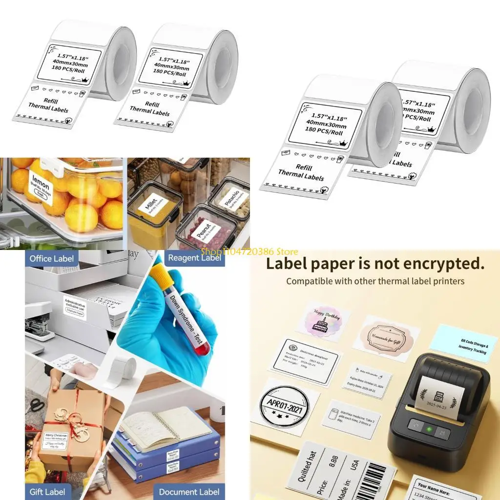 K0EA 2Roll Thermals Label Material 40x30mm 360 Labels Each for Inventory Storage and Identification
