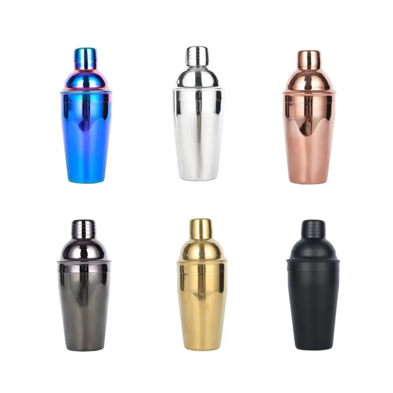 550/750ml Color Stainless Steel Shaker Three Section Hand Cranked Milk Tea Cup Cocktail Shaker For Party Mixed Drinks Bar Tool