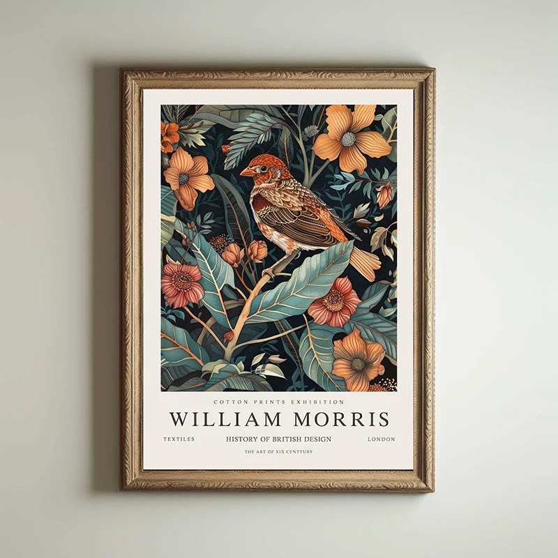 William Morris Birds in The Flowers Poster Canvas Painting Kew Gardens Wall Art Pictures Bedroom Living Room Home Decor Gift